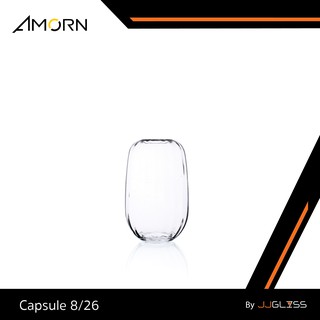 JJGLASS - ( AMORN ) Capsule 8/26 - แจกันแก้ว  แฮนด์เมด เนื้อใส