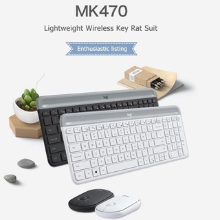 Wireless Combo Logitech MK470 คีย์บอร์ดไร้สายออปติคอลไร้สายและเมาส์นาโนรีซีฟเวอร์ Office Silent 2.4GHz 1000DPI