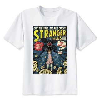 เสื้อยืดคอกลมสีขาวพิมพ์ลาย stranger things 2 str 05 สําหรับผู้ชาย