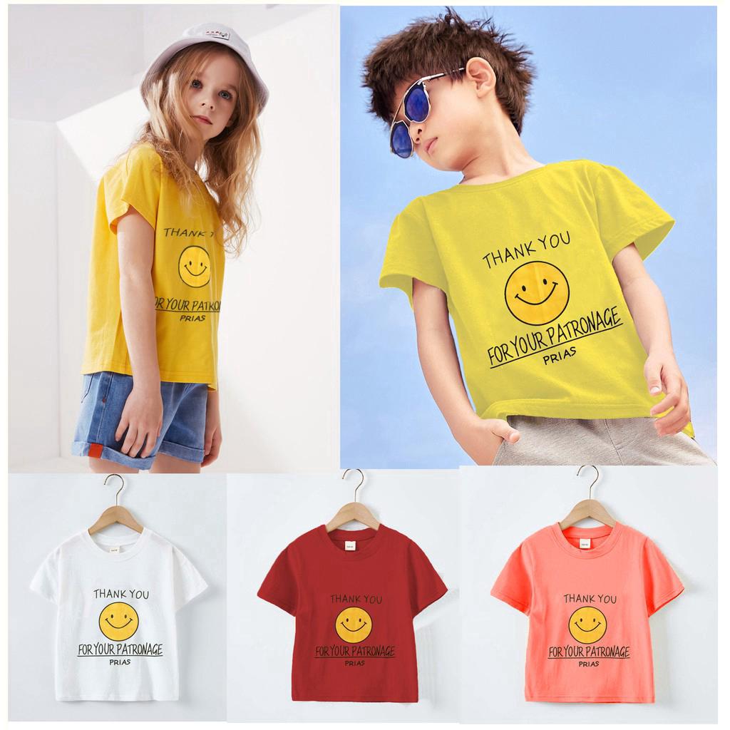 เสื้อยืดเด็กผู้ชาย, เสื้อยืดเด็กผู้หญิง, เด็กแขนสั้น, Boys Girls Kids Smile T shirt Cotton Short-sleeved 2-6 Years