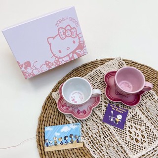 French cool Hello Kitty coffee cup flower shape dessert plate set LC afternoon tea ceramic cup and dish tableware RRKG