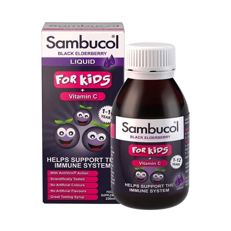 ✈️PRE-ORDER✈️ วิตามินเสริมสร้างภูมิคุ้มกันผสมวิตามินซี Sambucol Black Elderberry for Kids + Vitamin C