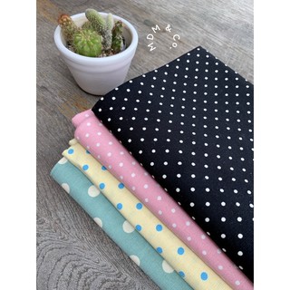 ⚪️ ผ้าเบบี้แคนวาสลายจุด (ไซส์เล็ก | กลาง | ใหญ่) ✨ Polka Dot Baby Canvas (Small | Medium | Large) 🔵