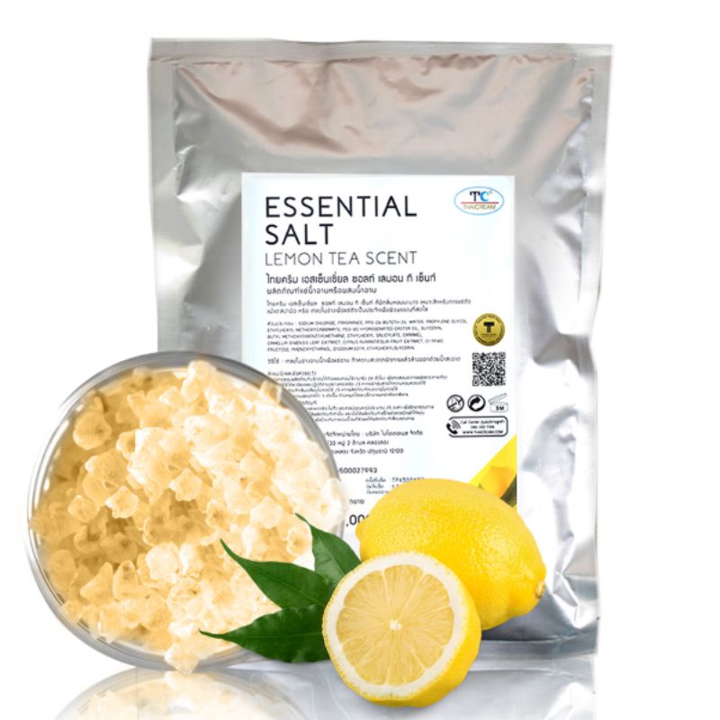 Thaicream เกลือแช่ตัว กลิ่น มะนาว ชา 1kg เกลือแช่ ไทยครีม Essential Salt  Lemon Tea Scent