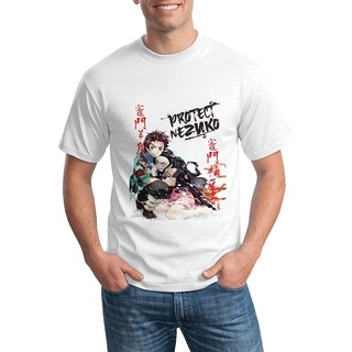 เสื้อยืดโอเวอร์ไซส์เสื้อยืด พิมพ์ลายโลโก้ Demon Slayer Protect NezukoS-3XL