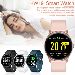 🔥ขายร้อน🔥 สัมผัสเต็มหน้าจอ ของแท้ SmartWatch KW19 นาฬิกาอัจฉริยะ วัดชีพจร ความดัน นับก้าว เตือนสายเรียกเข้า ชายและหญิง