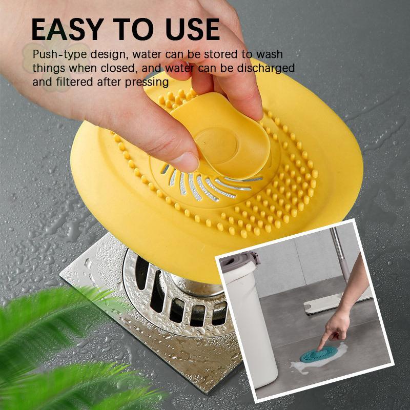 ฝาปิดท่อระบายน้ำซิลิโคน Silicone Sink Strainer กดเปิดปิดได้ ดักผม กันกลิ่น สำหรับอ่างล้างจานและห้องน้ำ