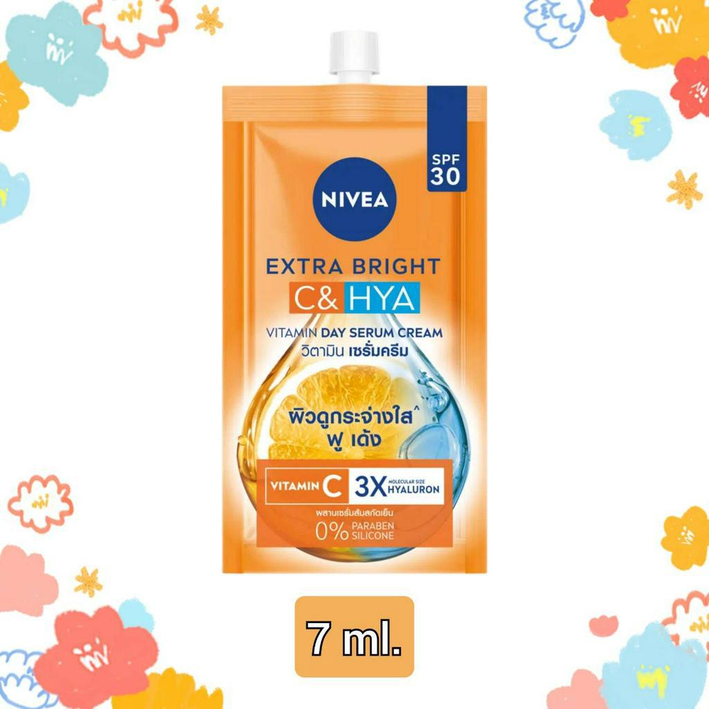 NIVEA Extra Bright C&amp;Hya Vitamin Day Serum Cream นีเวีย เอ็กซ์ตร้า ไบรท์ ซี แอนด์ ไฮยาวิตามิน เดย์ เซรั่ม-ครีม 7 มล.