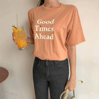 🍑Good Time A head TEE🍑 เสื้อยืดสกรีนคำสไตล์เกาหลี