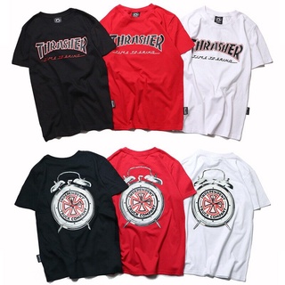 พร้อมสต็อกผลิตภัณฑ์ใหม่ Thrasher streetwear รูปแบบนาฬิกาปลุกอินเทรนด์เสื้อยืดเสื้อยืดฤดูร้อน [M-XL] เสื้อยืดคอกลมผ้าฝ้าย