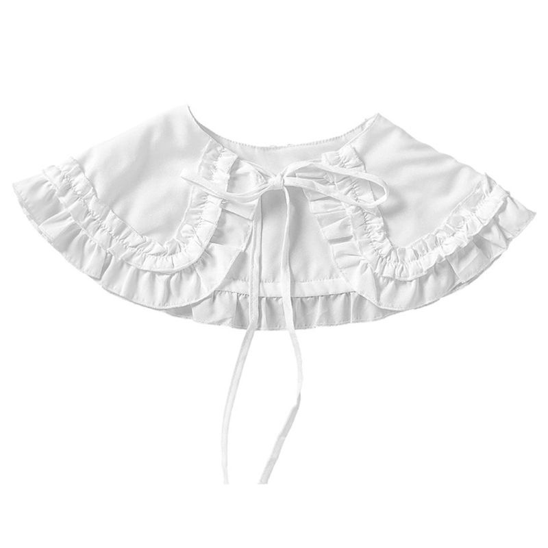 King สตรี Lolita สําหรับตุ๊กตาสองชั้น Ruffles ปลอมปกไหล่ห่อสีทึบริบบิ้นกุทัณฑ์ Bottoming เสื้อ Sh - รูปที่ 2