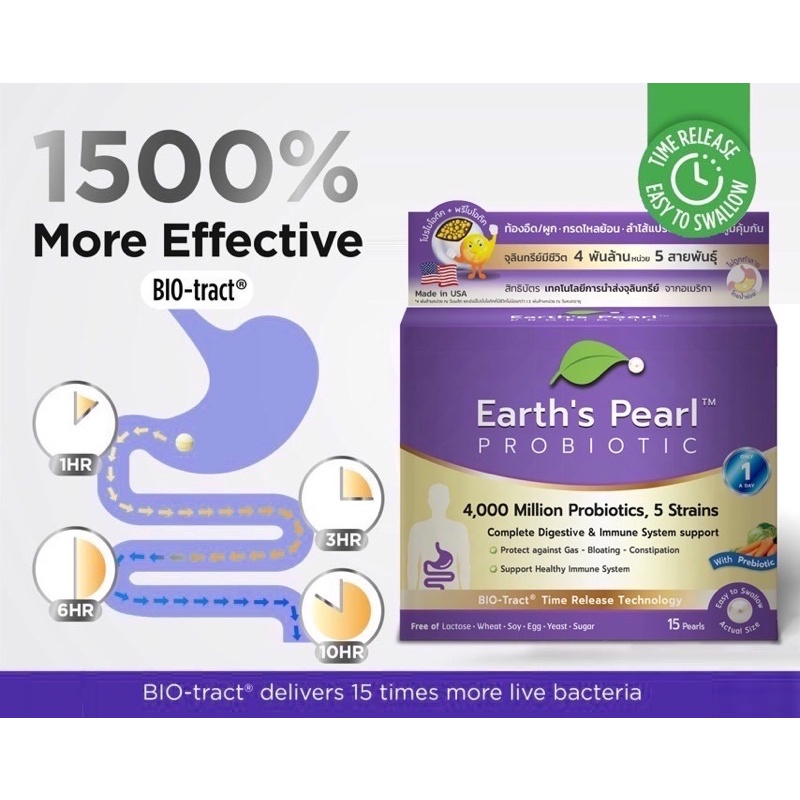 Earth ‘s Pearl Probiotic  เอิรธเพิร์ล โพรโบโอติก earth pearl probiotic พรีไบโอติก 1กล่อง
