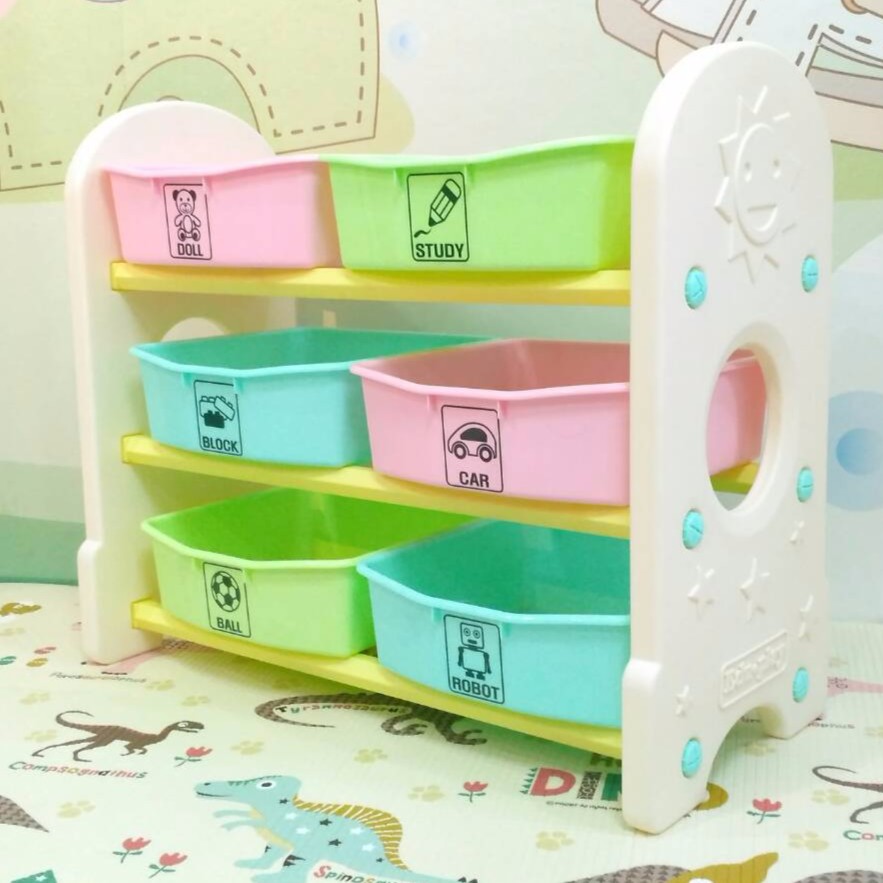 Eduplay ชั้นวางของ 3 ชั้น 6 กะบะ สี Candy (AR-7355BG) ของแท้จากเกาหลี