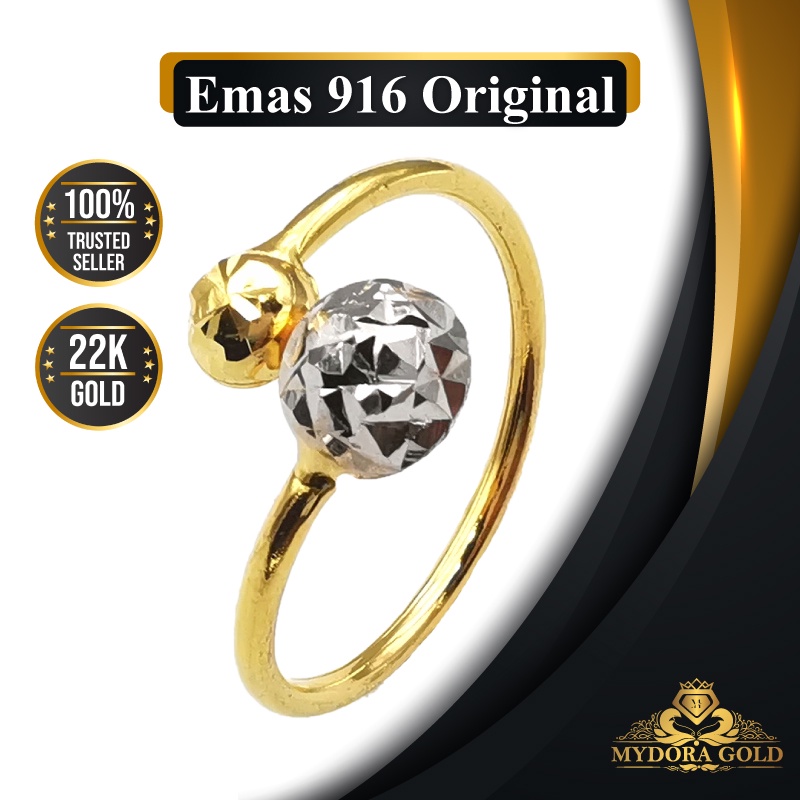 Mydoragold Cincin Bajet Series Cincin Bola Fesyen Emas 916 [916 Gold] แหวนแฟชั่น เครื่องประดับ สําหรับผู้หญิง