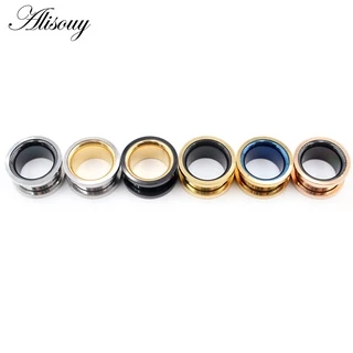 Alisouy 2 ชิ้น Smith Hollow สแตนเลส Flared หูปลั๊กอุโมงค์ Expander Stretcher วัดเนื้อเจาะต่างหูเครื่องประดับ