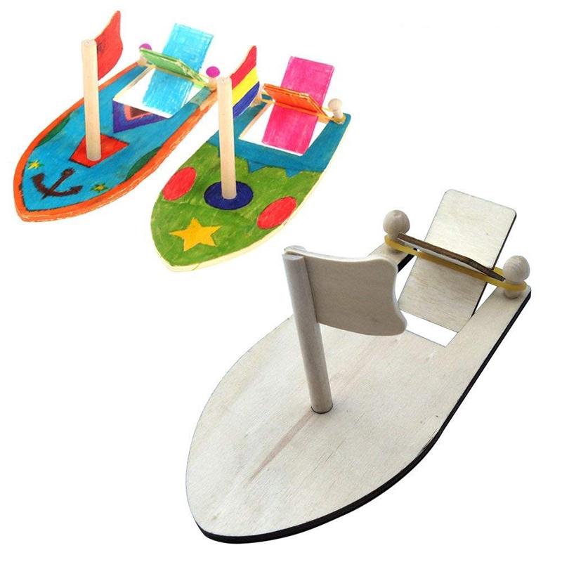 Wooden Sailboats Creative Painted White Models Childrens Coloring DIY Toy Boats Handmade Material Bags