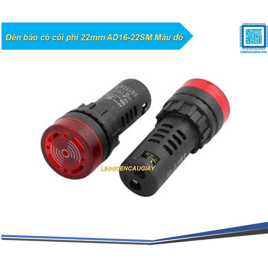 ไฟแสดงสถานะพร้อม buzzer 22mm AD16-22SM สีแดง