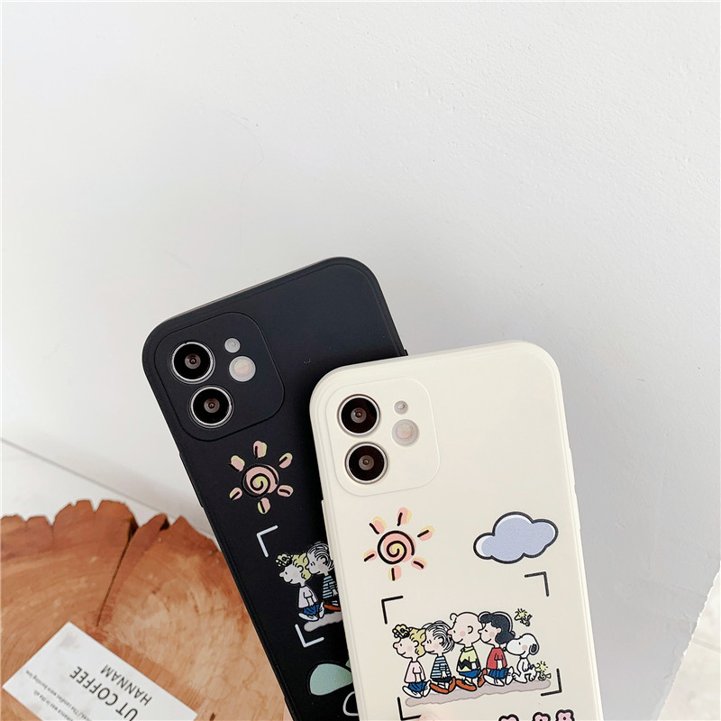 Snoopy Charlies เคท ไอโฟน iPhone 12 Pro Max Soft TPU Case Apple เคท iPhone11 12mini XS XR X 7/8 Plus SE Shockproof Phone Cover เคสกันกระแทก #6