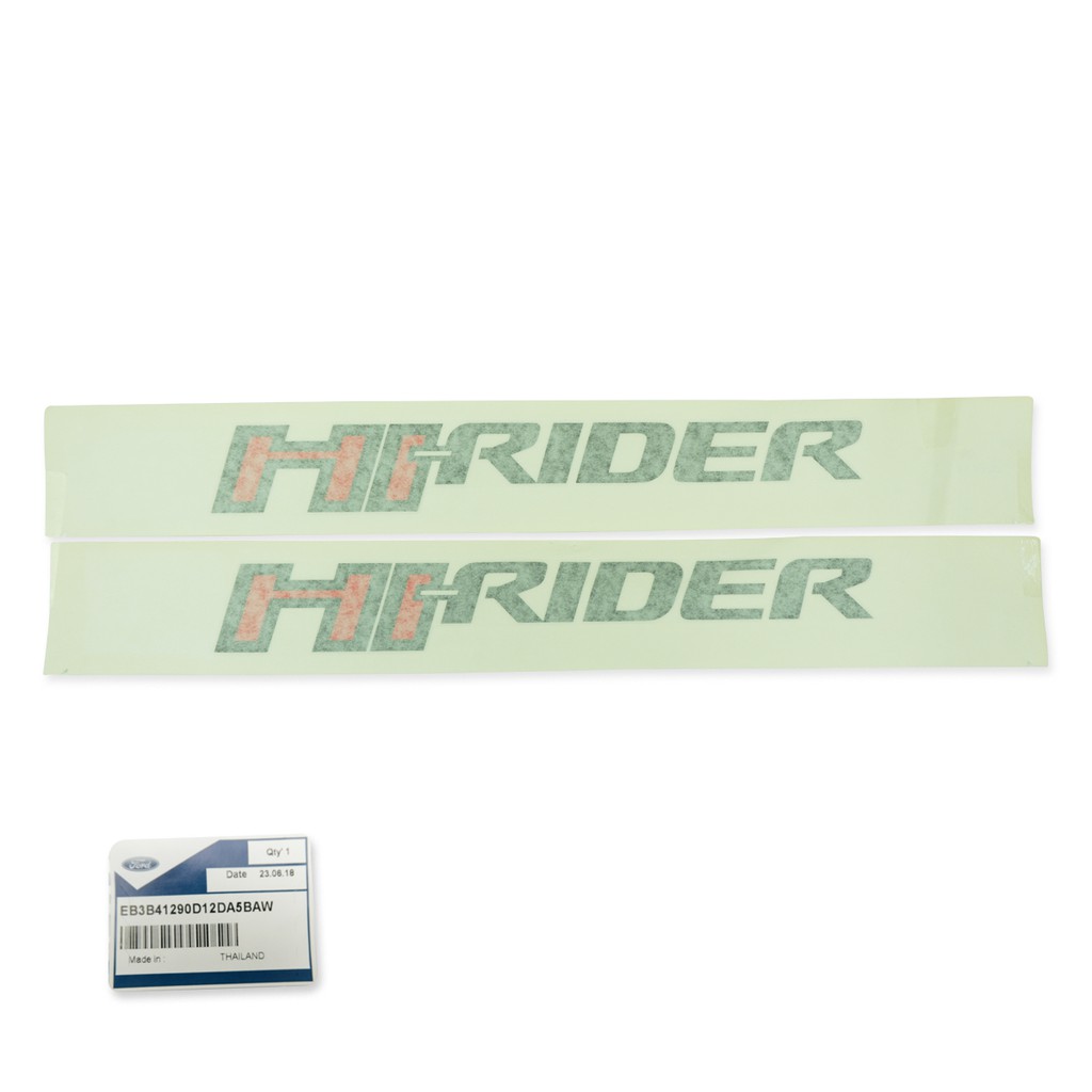 สติ๊กเกอร์ Sticker "HI-RIDER" ของแท้ 2ชิ้น ติดท้าย ฟอร์ด แรนเจอร์ สีดำ+แดง สำหรับ Ford Ranger ปี 2015-2018