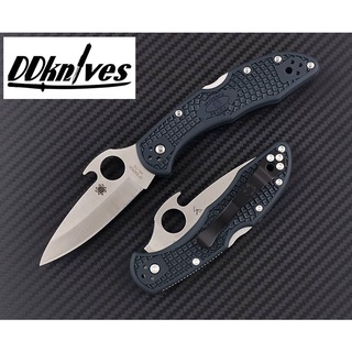 มีดพับ Spyderco Delica4 VG10 Satin Plain Blade with Wave, FRN Handles (C11PGYW)