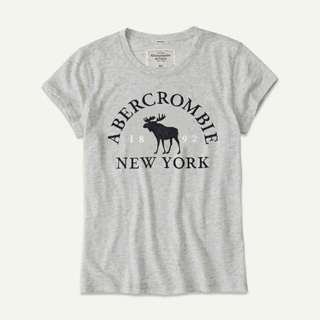 Abercrombie Fitch เสื้อยืดคอกลม แขนสั้น ผ้าฝ้าย สําหรับผู้หญิง