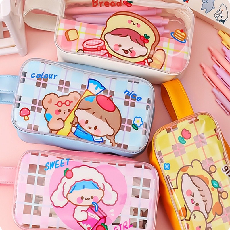 [จุได้เยอะ] กระเป๋าดินสอ จุได้เยอะ ใบใหญ่ โปร่งใส pvc ถุงดินสอ กระเป๋าน่ารัก ใส่ เครื่องเขียน เครื่องสำอางค์