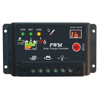 10A 12/24V auto solar charge controllers with LED display (Black)