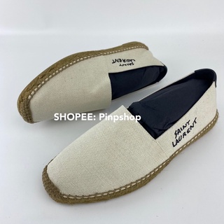 YSL SAINT LAURENT ESPADRILLES รองเท้า เอสพาดริล ของแท้ แบบสวม แบรนด์เนม ขาวครีม