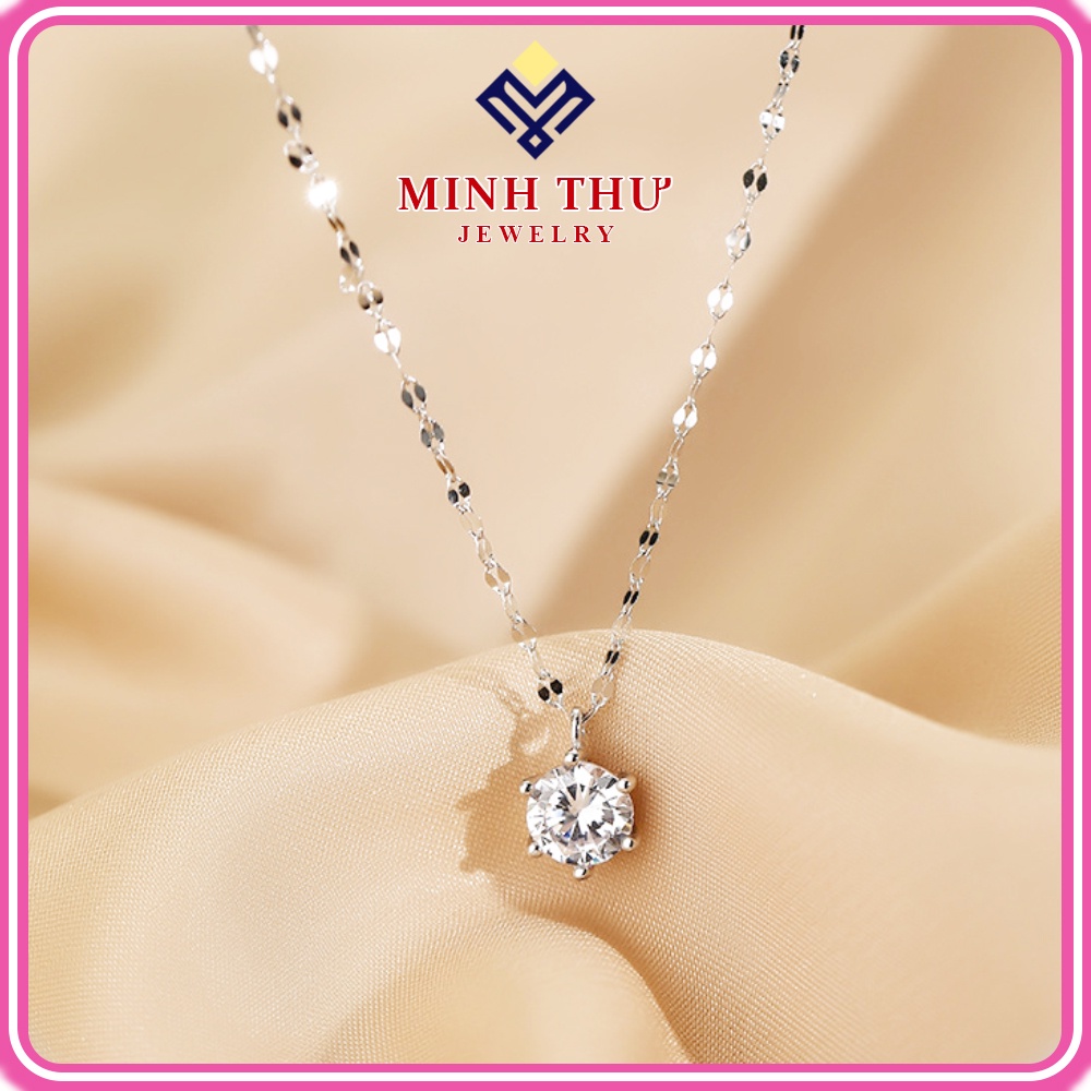 สร้อยคอผู้หญิงเงินแท้ 925 หน้าถอดได้ และหินกลมหรูหรา MINH THU JEWELRY MTD8012