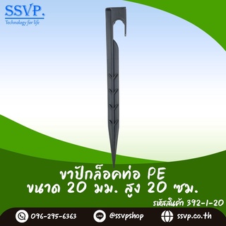 ขาปักล็อคท่อ PE ขนาด 20  มม. สูง 20 ซม. รหัส 392-1-20  บรรจุ 10 ตัว