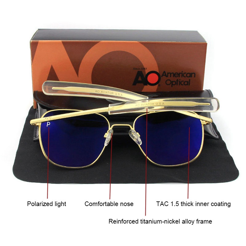 Local StockAviation AO Polarized Sunglasses Men Brand Designer Vintage ...