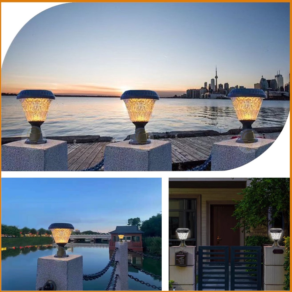 โคมหัวเสาโซล่าเซลล์ โคมไฟหัวเสา ไฟLED Solar light LED รูปที่ 7