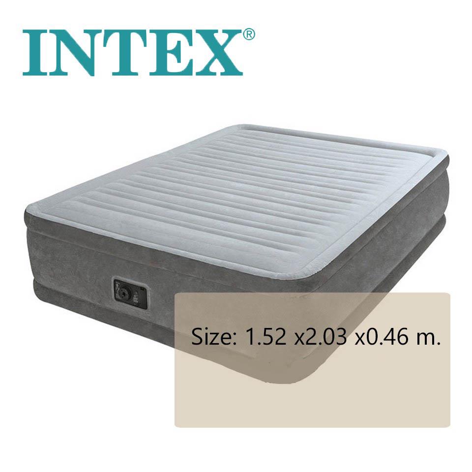 Intex ที่นอนเป่าลม 5 ฟุต (ควีนไซต์) ที่สูบลมไฟฟ้าในตัว - สีเทา รุ่น 64414