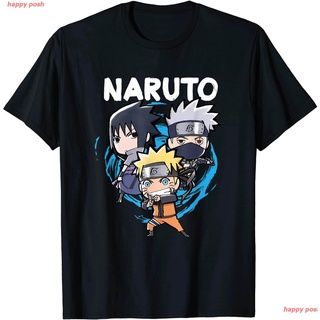 happy posh นารูโตะ เสื้อยืดพิมพ์ลาย Naruto Shippuden Chibi Group T-Shirt เสื้อยืดผู้หญิง เสื้อยืดผู้ชาย เสื้อยืดลายอนิเม