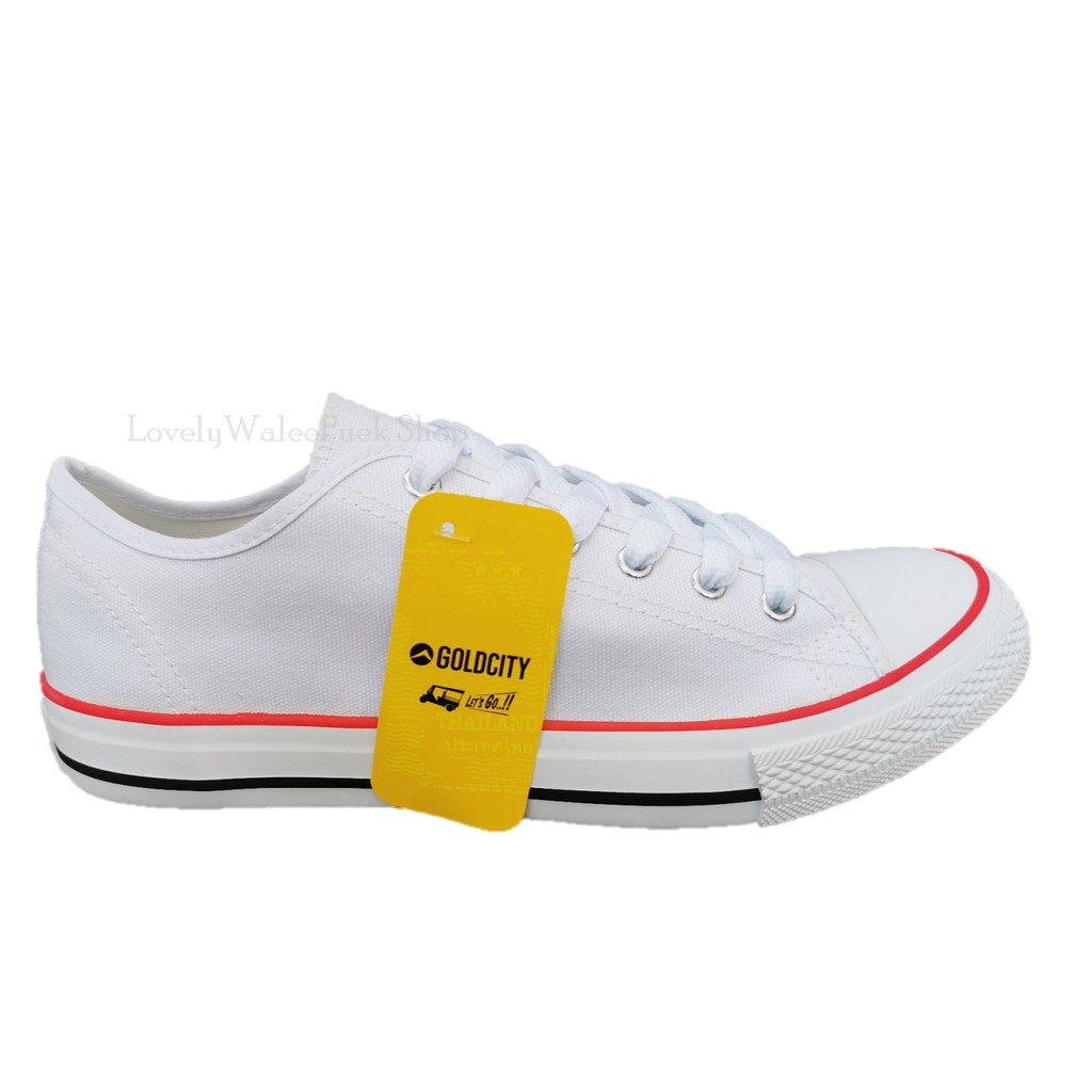 รองเท้าผ้าใบGoldCity-1207Classic canvas สีขาวแดง  Size 35-45 - รูปที่ 5