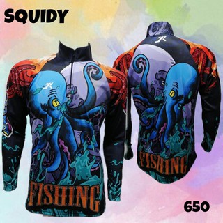 เสื้อตกปลา JK Thailand เสื้อสำหรับกีฬากิจกรรมกลางแจ้ง ลาย SQUIDY ป้องกันรังสี UV 80% แห้งเร็ว