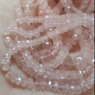 สร้อยคอมอร์แกไนท์ 3-5mm เงินแท้925 20" (Natural morganite beads necklace)