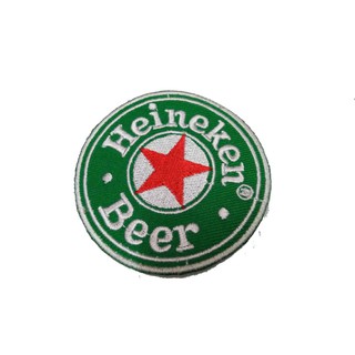 [ตัวรีด เย็บได้] เบียร์ไฮนาเก้น  Heineken Beer ป้ายติดเสื้อ logo Embroidered Sew Iron On Patches Badge