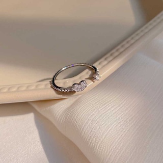 แหวนหมั้นแต่งงาน S925 ประดับเพชรคริสตัล รูปหัวใจ แฟชั่นสําหรับผู้หญิง
