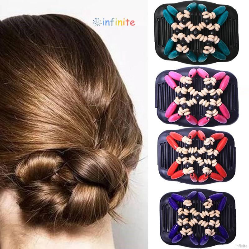 Infinite Simple Magic Wooden Beads Retro Hairstyle Magic Clip