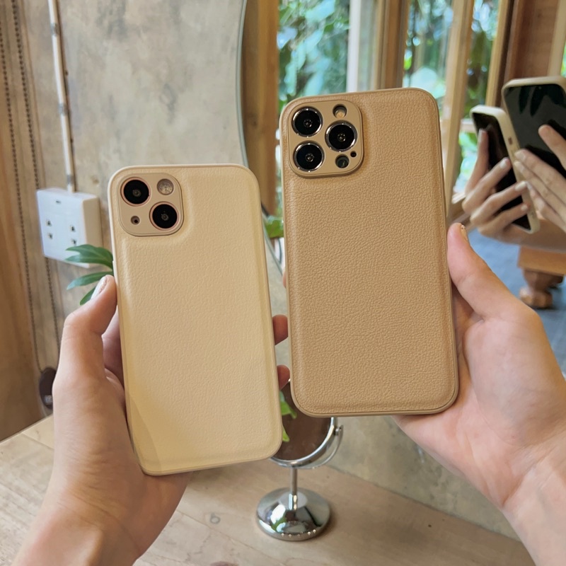 พร้อมส่งในไทย🐻T9S9 เคสหนังคลุมกล้องโทนมินิมอล🍦 เคสไอโฟน สำหรับ iPhone x,xr,-15plus,15Pro,15Promax,16,16Pro,16Promax