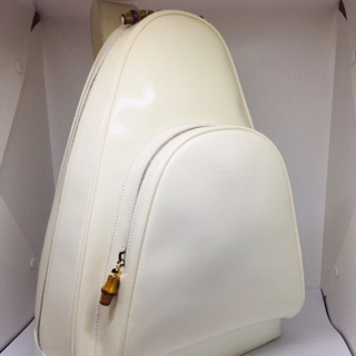 Gucci backpack white patent vintage