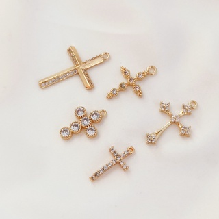 จี้สร้อยคอ สร้อยข้อมือ ต่างหู ประดับเพทาย สีทอง 14k DIY