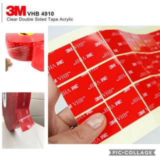 3M 4910 VHB เทปกาว แบบแผ่น เจลติดกระจก กาวอสีใส หนา 1.0mm. ประสิทธิภาพสูง ยึดถาวร รวดเร็วทนทาน ในร่มและกลางแจ้ง กันน้ำ