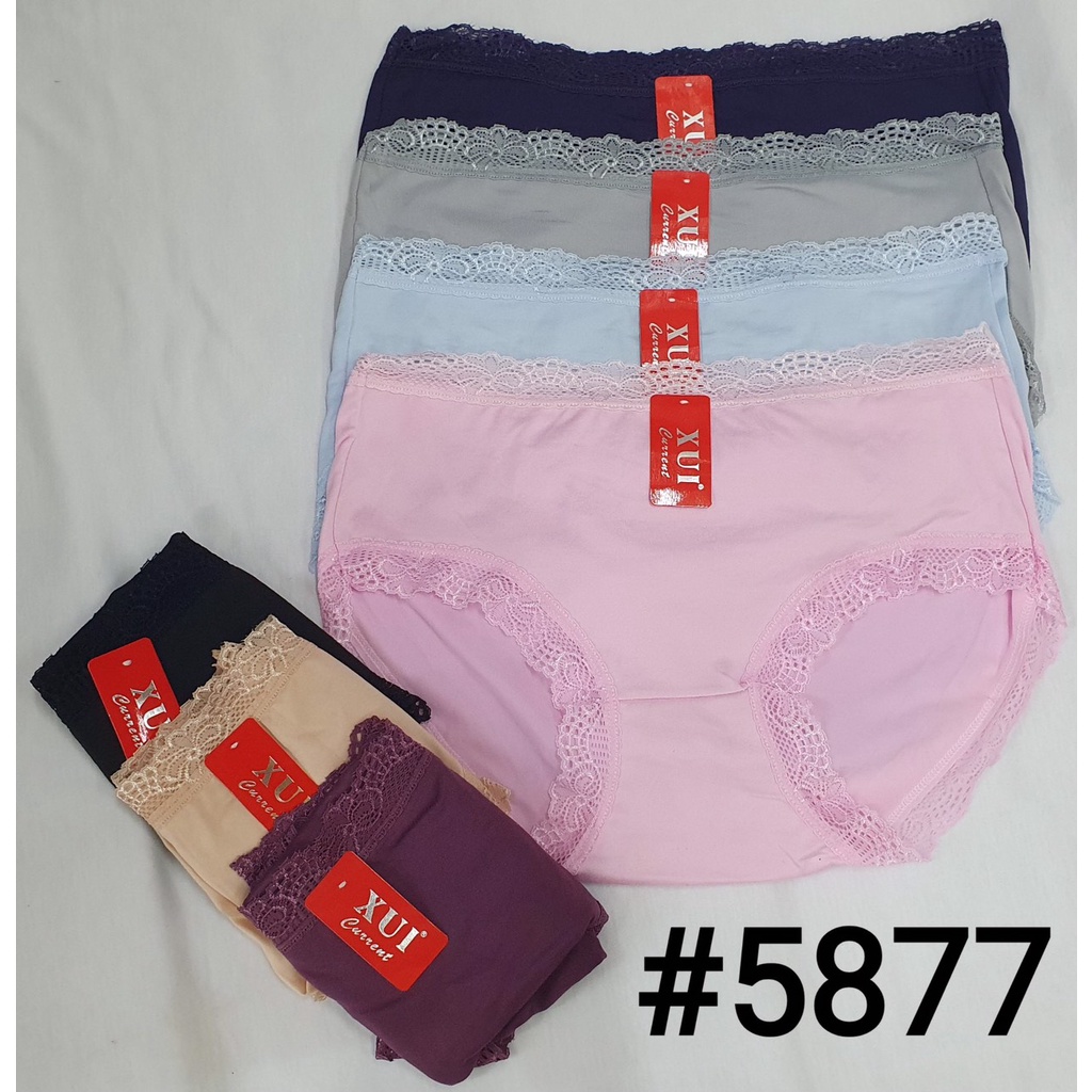 **แพ็ค 10 ตัว**กางเกงในหญิง XUI #5877 XL # เอว 30-38นิ้ว เต็มตัว ขอบลูกไม้ ผ้านิ่มใส่สบาย