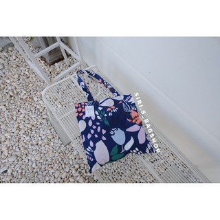 ❤️ส่งฟรี❤️ กระเป๋าผ้าลายหยดน้ำกรม tote bag