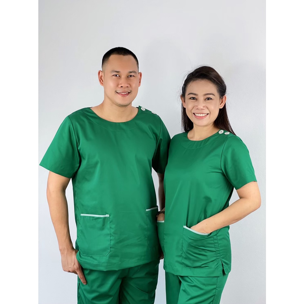 ชุดสครับ ชุดแพทย์ ชุดพยาบาล ชุดยูนิฟอร์มการแพทย์ (คอกลม) Size XS / S / M / L /XL / 2XL / 3XL