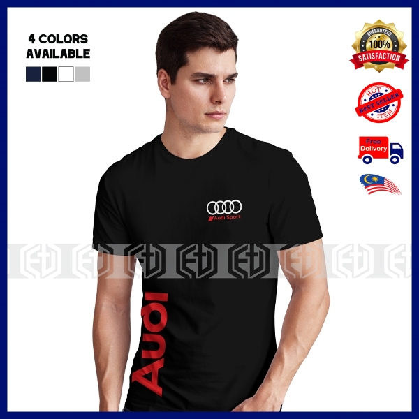 [4 สี] Audi Sport T เสื้อ Tshirt เสื้อยืด Quattro Cotton Motorsport RS Racing แฟชั่น Pakaian Baju Ca