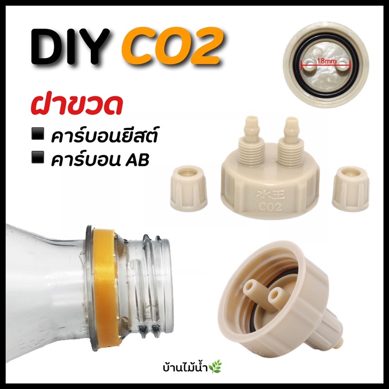 ฝาขวด CO2 (ราคาต่อ1อัน) รูเกลียว คาร์บอนยีสต์ คาร์บอน AB ถังAB ตู้ไม้น้ำ | บ้านไม้น้ำ🌿