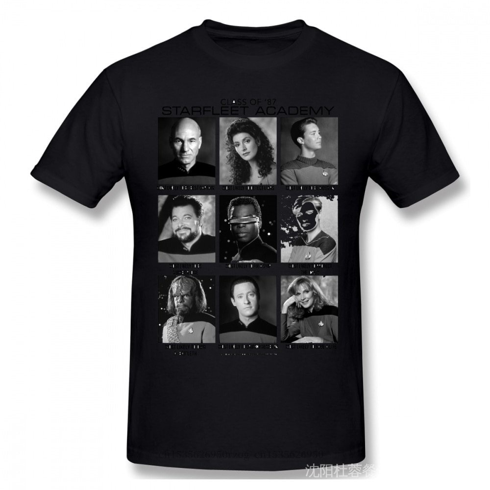 เสื้อยืดสีขาวเสื้อยืดผ้าฝ้าย 100% พิมพ์ลาย Starflet Academy Homme Star Trek Scient FictionTV Series 